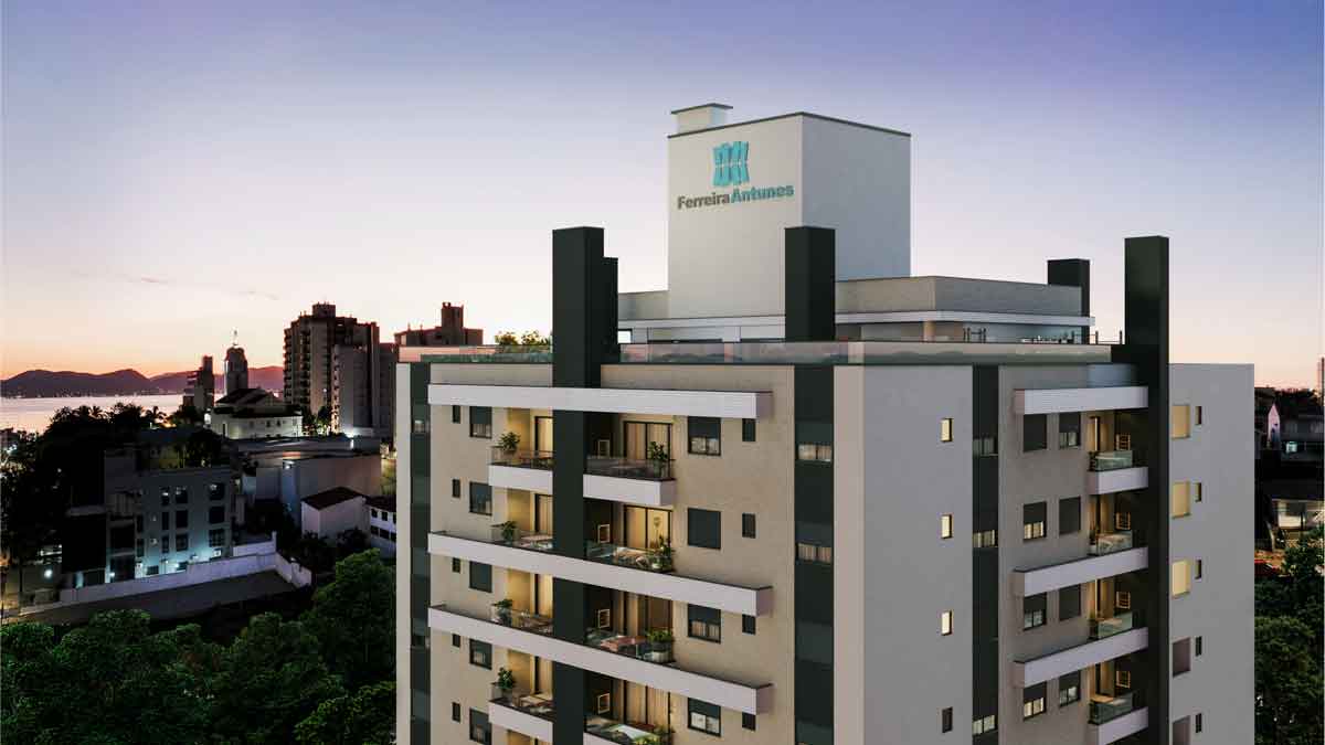 In Haus - Vista Aérea do Edifício ao Entardecer em Florianópolis