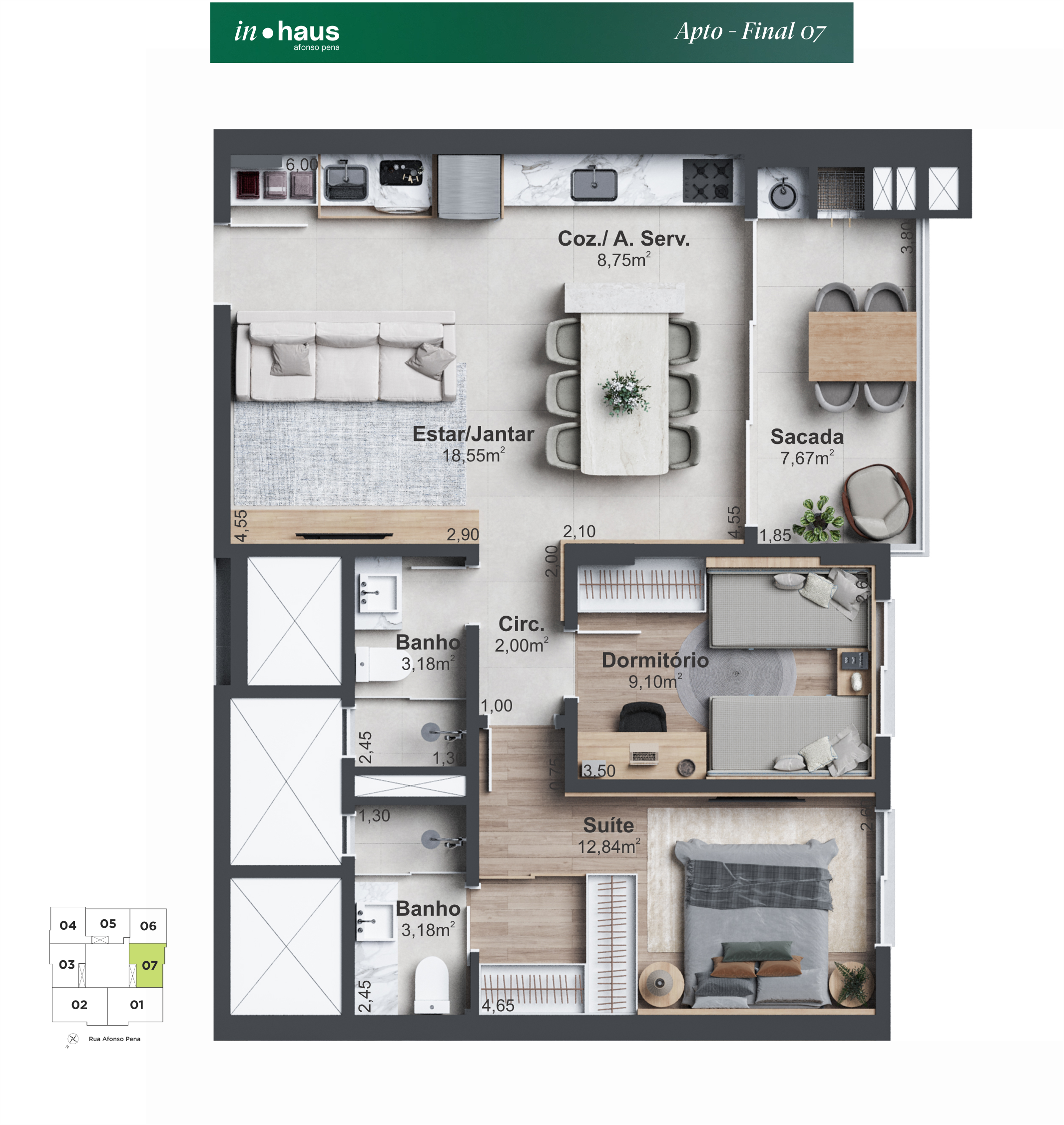 2 Dorm (1 Suíte) Moderno