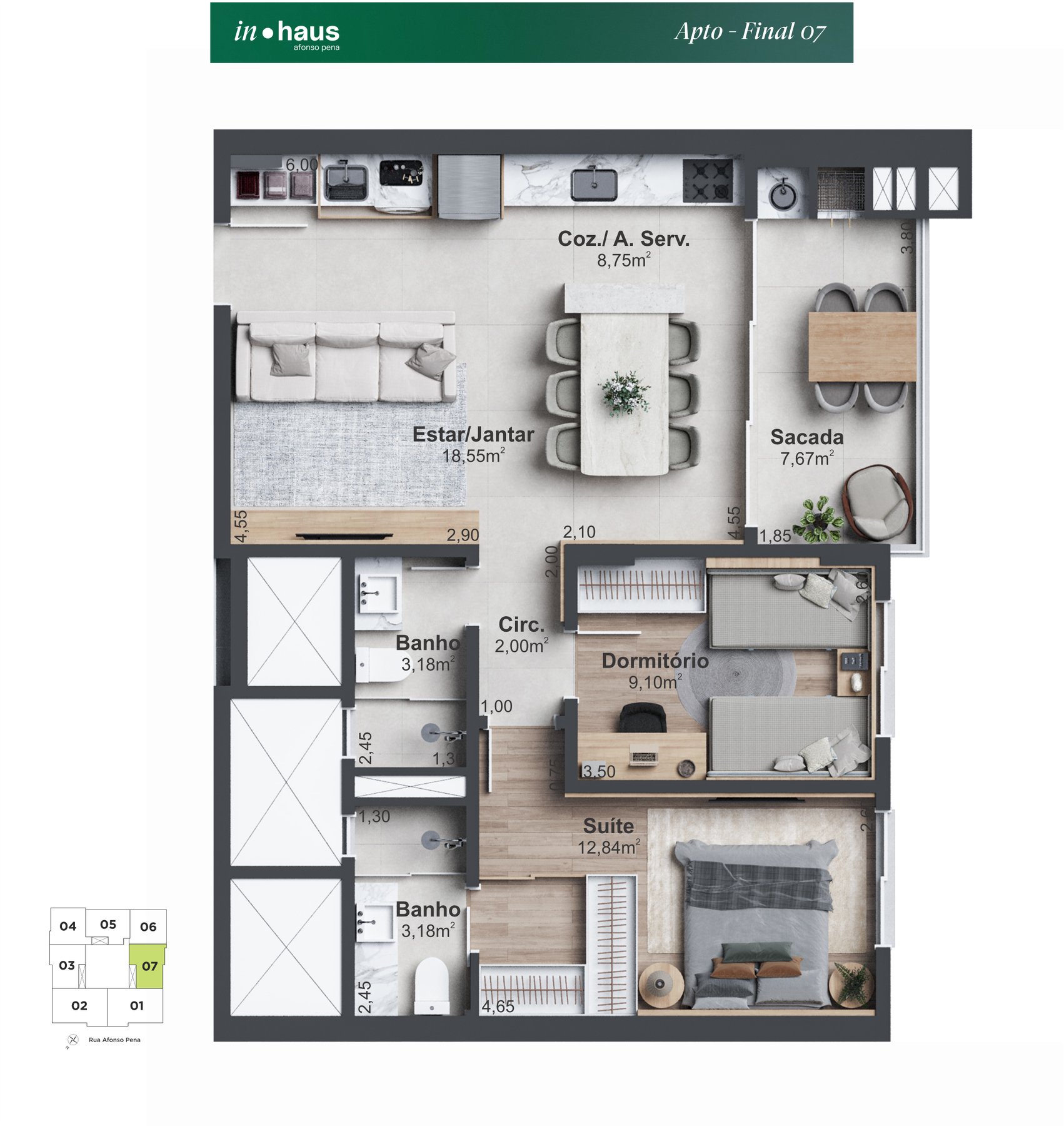 2 Dorm (1 Suíte) Moderno